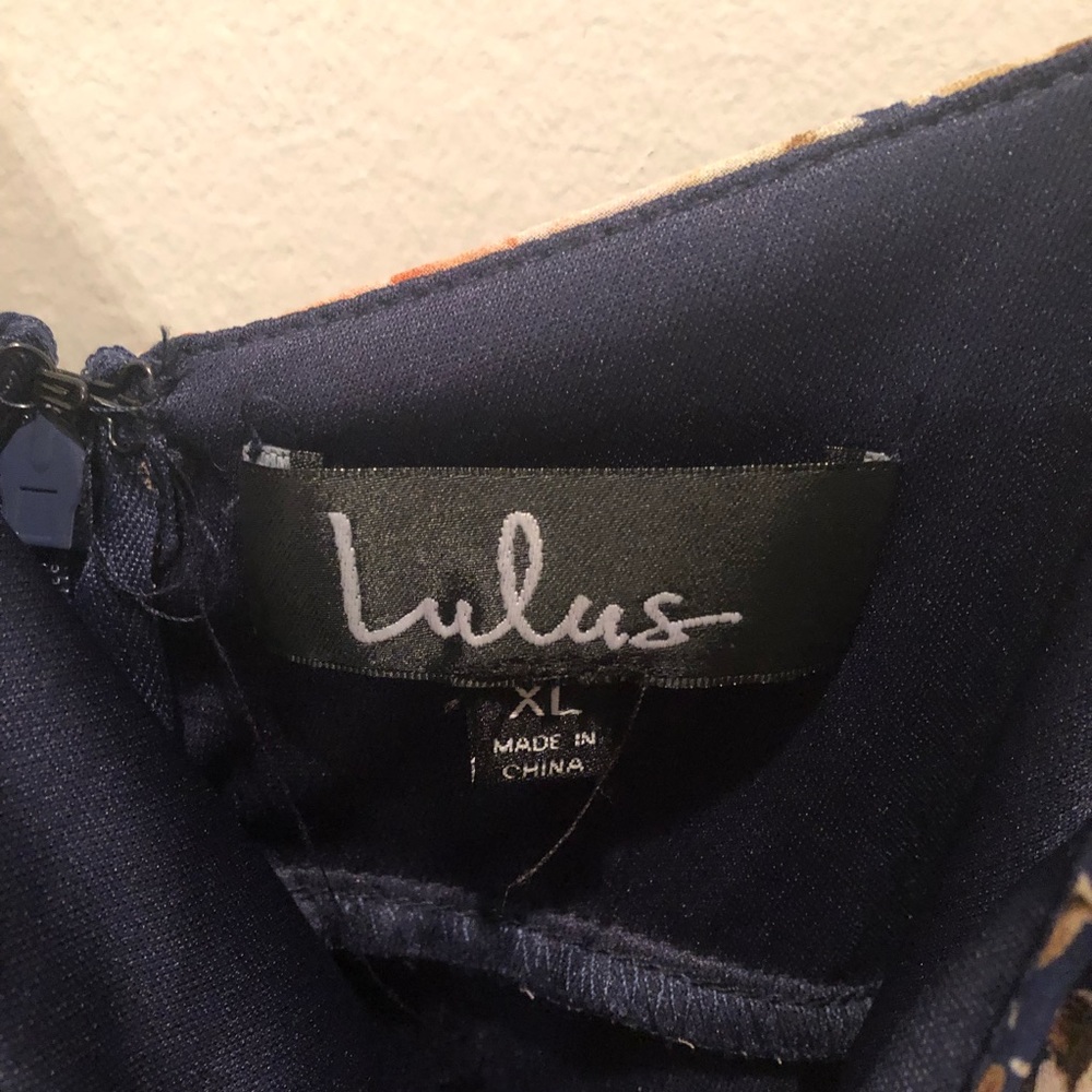 NWT Lulus Reflection Navy Blue Floral Print High-Low Dress Size X-Large - Picture 4 of 13
